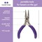 The Beadsmith Mini Series Chain Nose Plier – Create Loops and Bends in Wire and Metal, Purple Comfort Grip Handle, Single Leaf Spring, Polished Steel Head – Tools for Jewelry Making